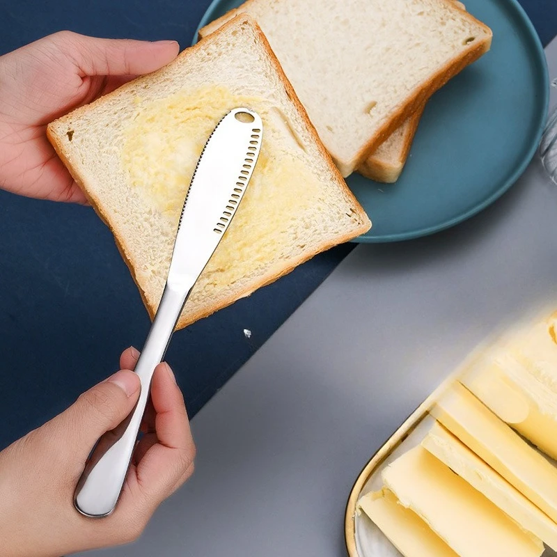 12 PCS Butter Knife Holes Cheese Dessert Stainless Steel Jam Knife Cutlery Toast Wipe Cream Bread Cheese Cutter Kitchen Tools