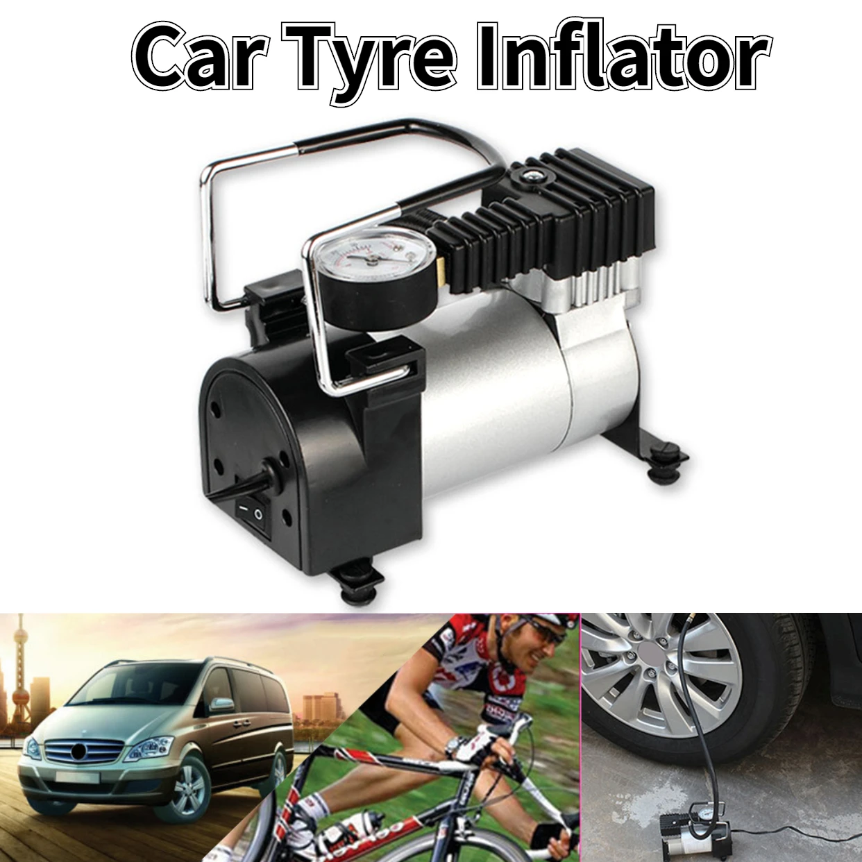 

Портативный Автомобильный Электрический надувной насос 12 В 200 фунтов/кв. Дюйм Вт мини воздушный компрессор насос для шин с электрическим манометром