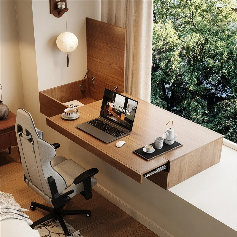 Solid wood bay window table with drawers, bedroom window sill, sliding study desk, home use for homestays and hotels