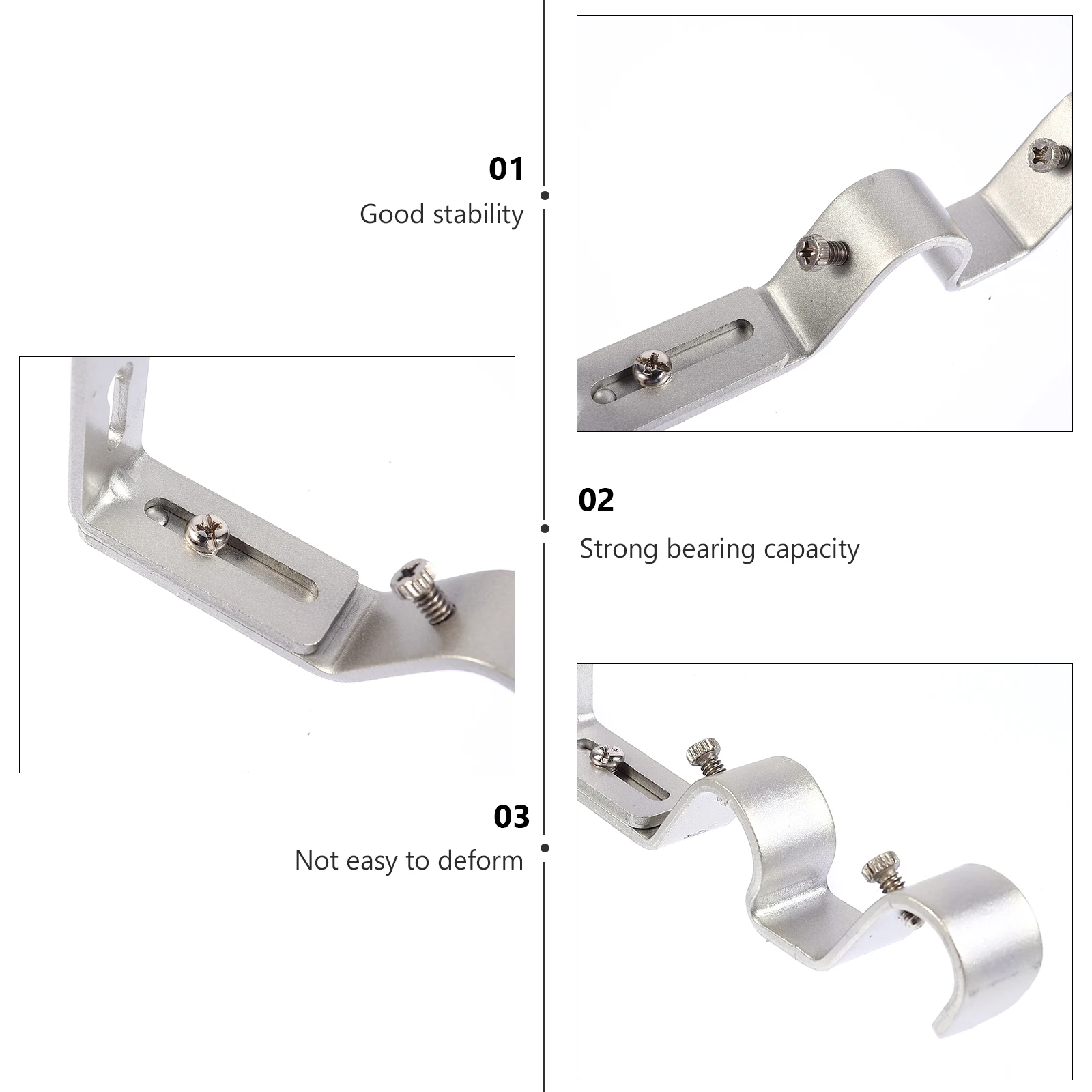 

3 pcs Curtain Rod Brackets Heavy Duty Iron Bases For Double Layer Curtains Home Office Hotel Store Decor Support Fixture