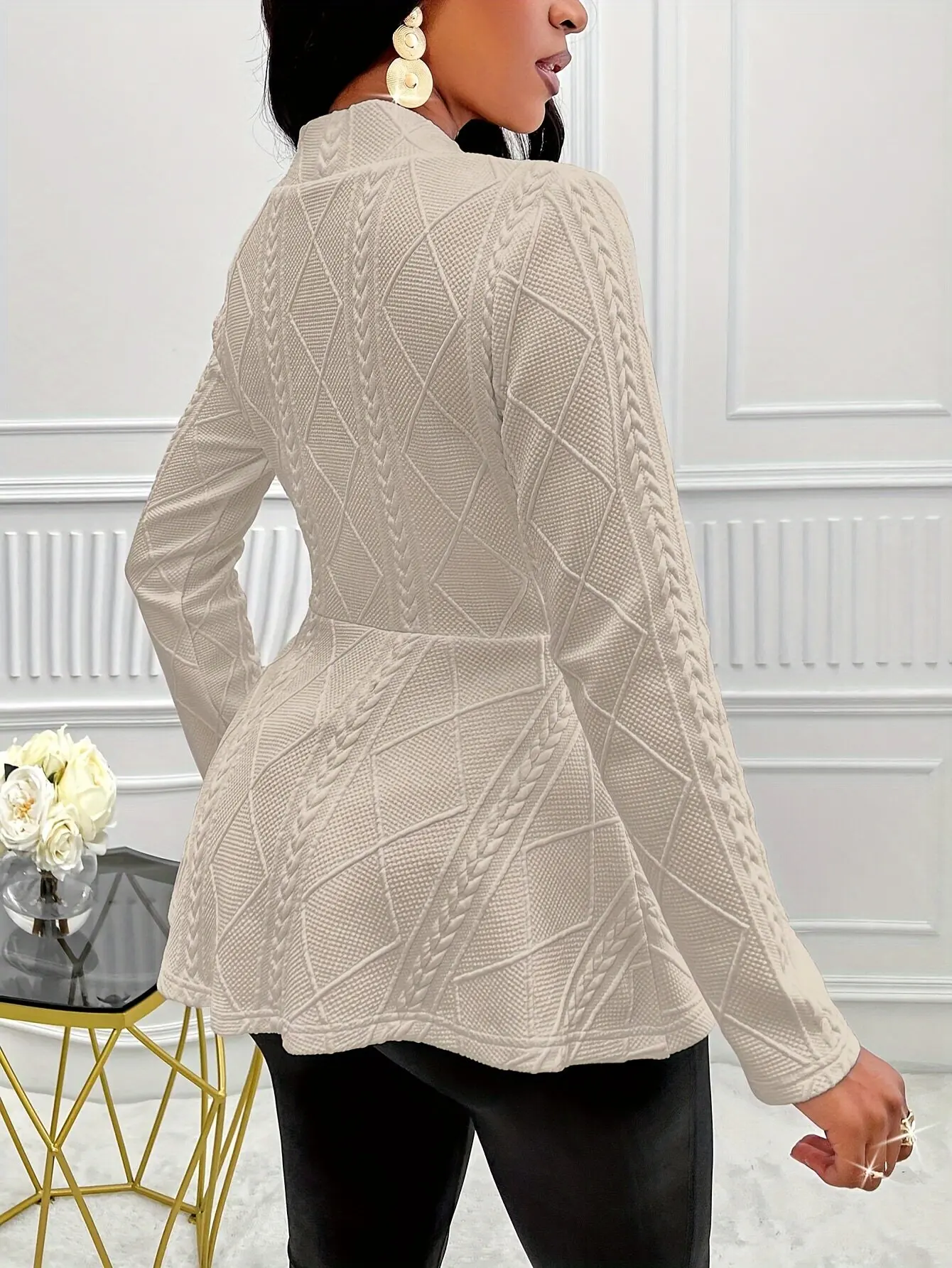 سترة ذات زر واحد بلون سادة #2