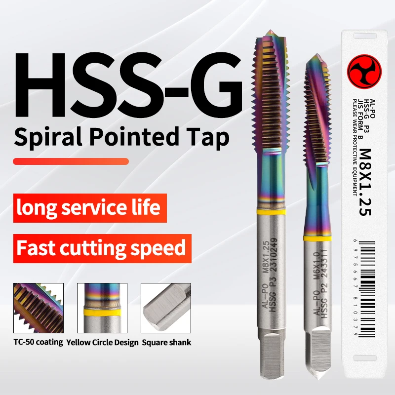 BOSS TAPS HSS-G JIS Standardowy gwintownik spiralny M2 M2.5 M3 M4 M5 M6 M7 M8 M10 M12 Gwintowniki maszynowe do stali nierdzewnej