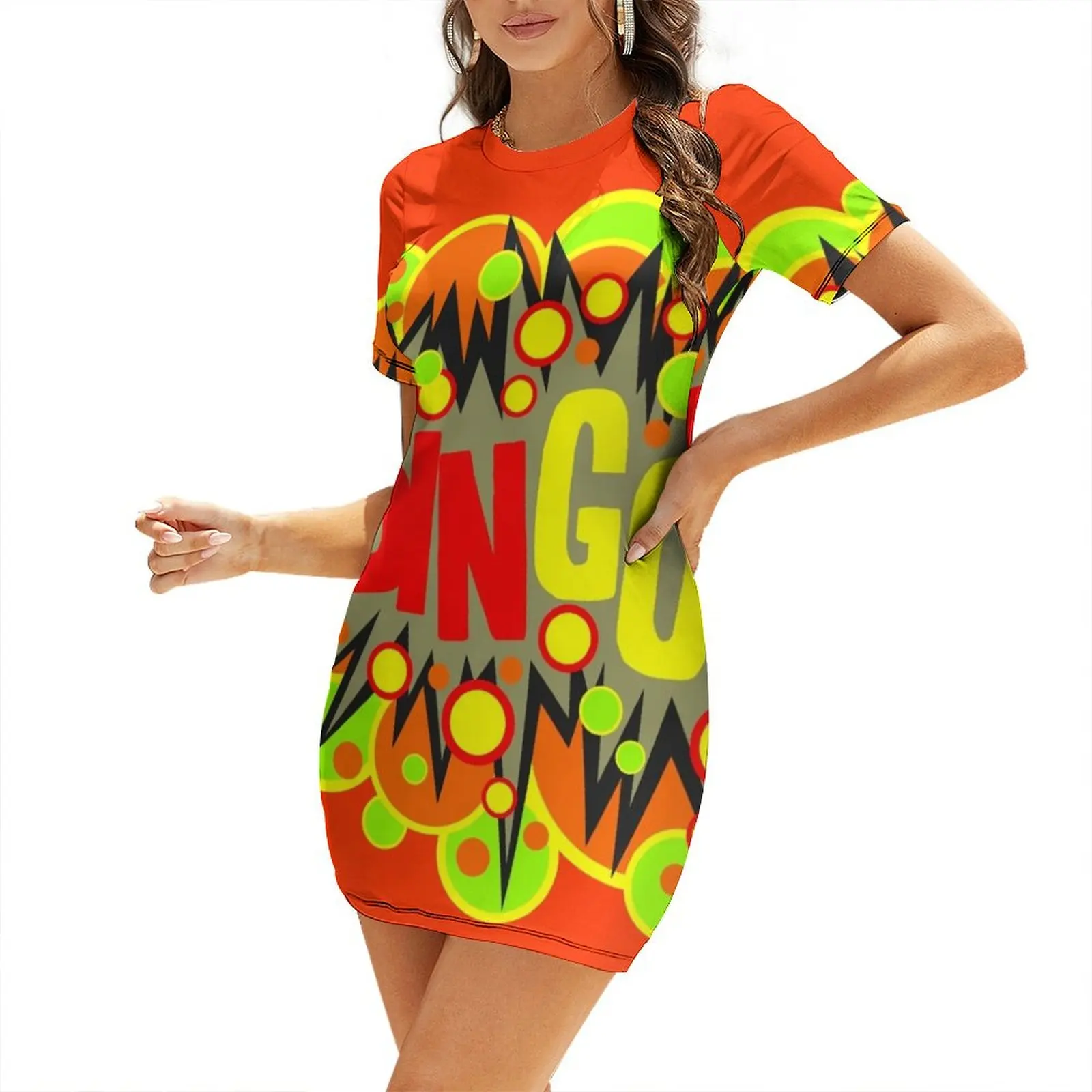 sound effect -BINGO! Short Sleeved Dress Dresses gala Female dress