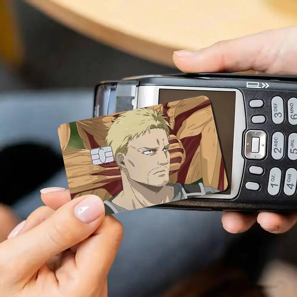 Attack on Titan Reiner Braun  Credit Card HD Stickers Small Chip Waterproof Sticker Game Card Decal Gift