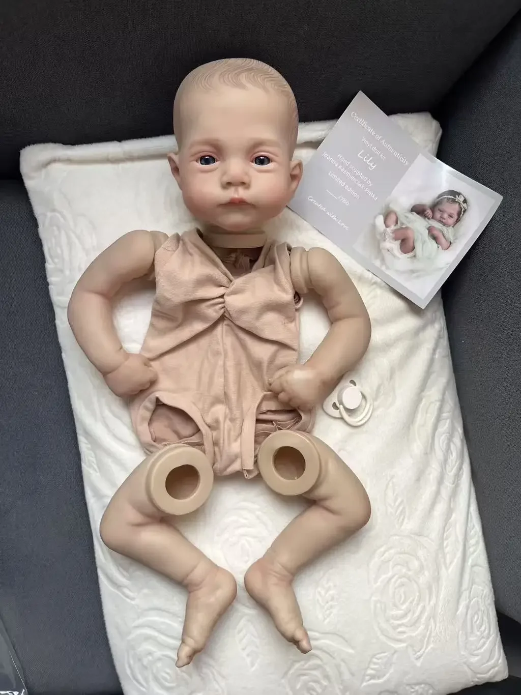 19inch Reborn Doll Kit Lily Awake Baby Hand-detailed Painting 3D Skin Hand Painted Doll Parts Muñeca Kit Reborn COA included