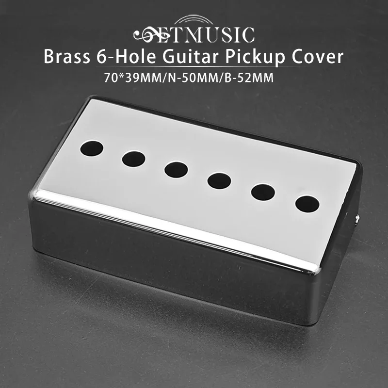 10Pcs Middle 6 Hole Brass Pickup Covers /Lid/Shell/Top for Metal Guitar Humbucker Covers 50/52MM Black/Gold/Chrome 70*39MM