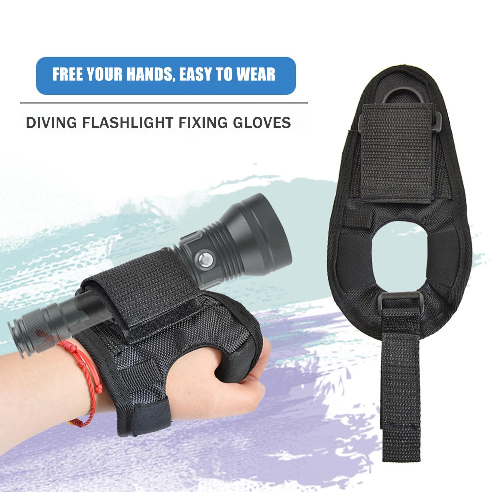 Diving Flashlight Holder Wrist Strap Adjustable Wrist Strap Scuba Dive Lights Holder Suitable for Outdoor Diving Accessory