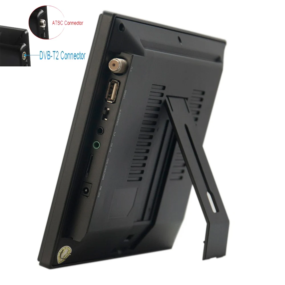 Leadstar 9นิ้วแบบพกพา Mini ทีวี DVB-T-T2 Hevc H265 10Bit รหัส16:9 800*480 Dual ลำโพงสำหรับรถบ้าน