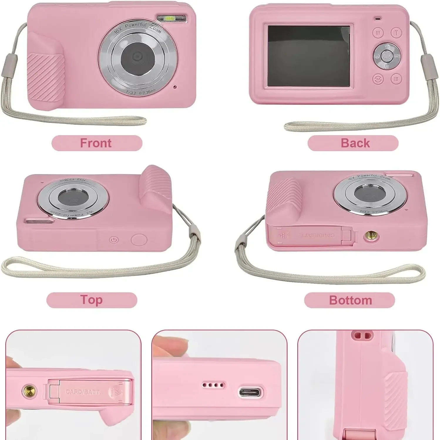 （Case Only) Digital Camera Silicone Case Compatible with CAMKORY/for Lecran/for VAHOIALD/for AiTechny FHD 1080P Kids Camera