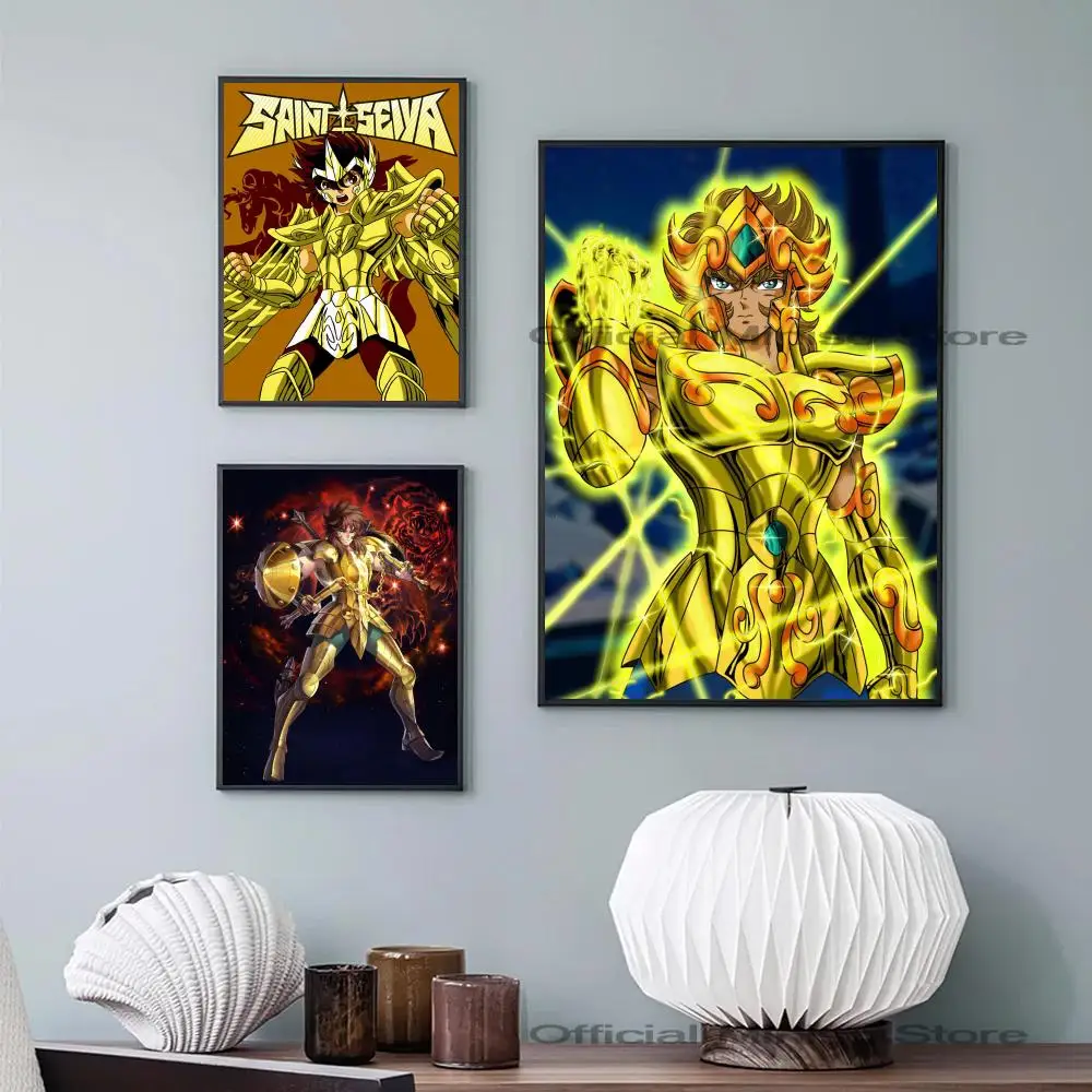 1 sztuka Saint Seiya klasyczne plakat Anime samoprzylepne wodoodporne papierowa naklejka kawiarnia Bar dekoracja ścienna do pokoju