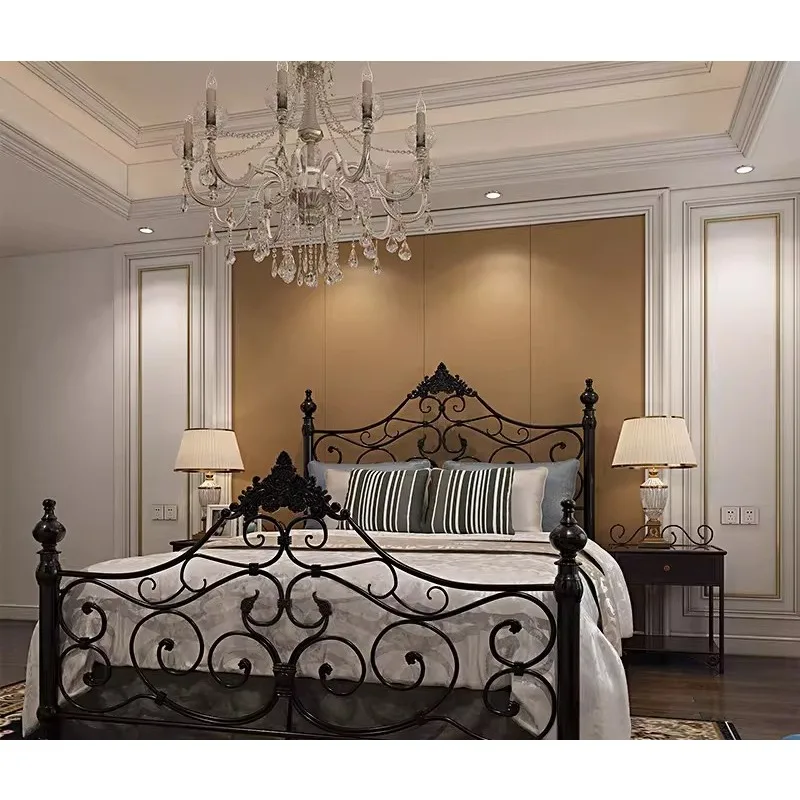 European wrought iron bed princess bed, light luxury retro single bed, unique physical examination behavior method