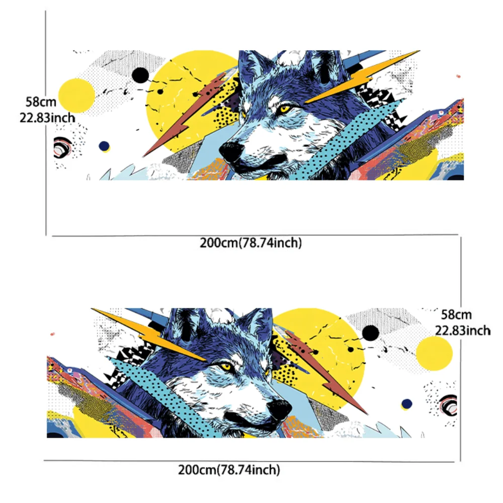 2PCS Pop art square lightning block anime wolf sticker full body floral decoration scratch cover car sticker waterproof car viny