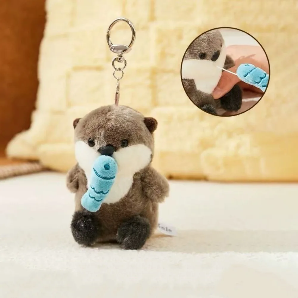 

Soft Stuffed Otter Plush Keychain Bag Hanging Fluffy Cotton Otter Pendant 11cm Cartoon Stuffed Otter Doll Kids Toy