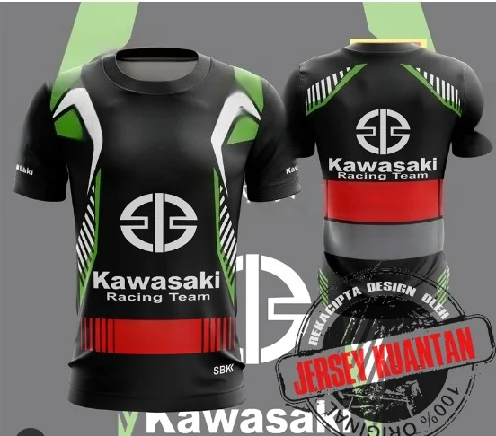 

25Мужская футболка Kawasaki, мотоциклетная футболка, летняя футболка, футболка для верховой езды, солнцезащитный крем, быстросохнущая футболка с 3d принтом, впитывающая пот