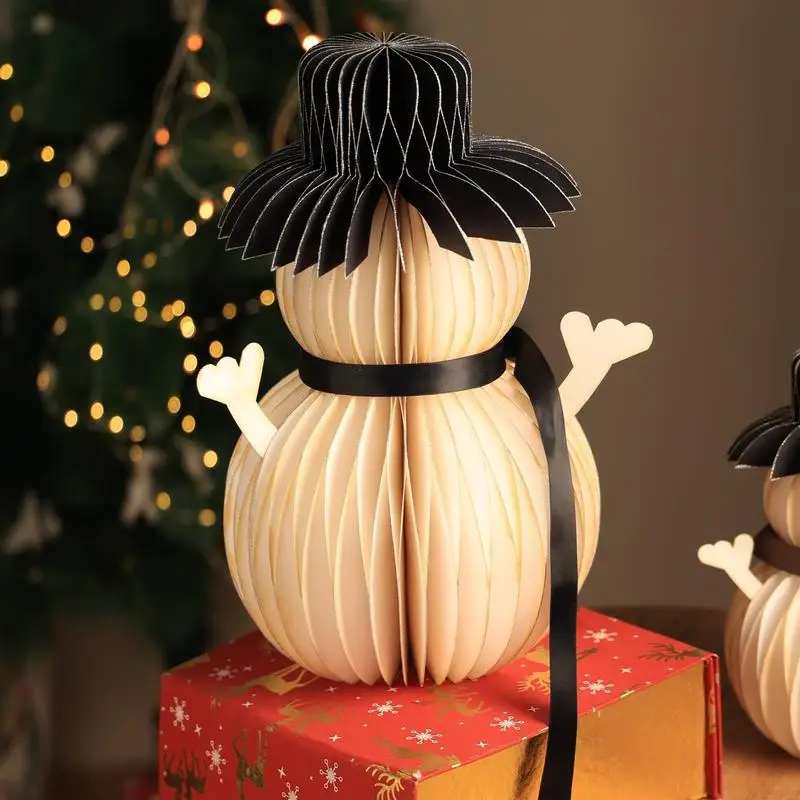 

Бумажный снеговик ручной работы - белый - праздничный декор - праздничное зимнее украшение для дома и офиса