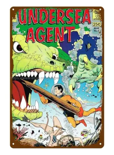 Undersea Agent 1966 comic metal tin sign garden outdoor metal wall art