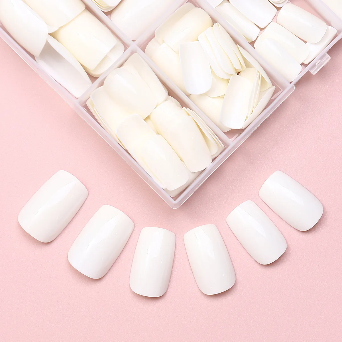120pcs Elegant Pure White Press On Nails Medium Square Full Cover Acrylic False Nails Kit for Women and Girls Finger Decoration