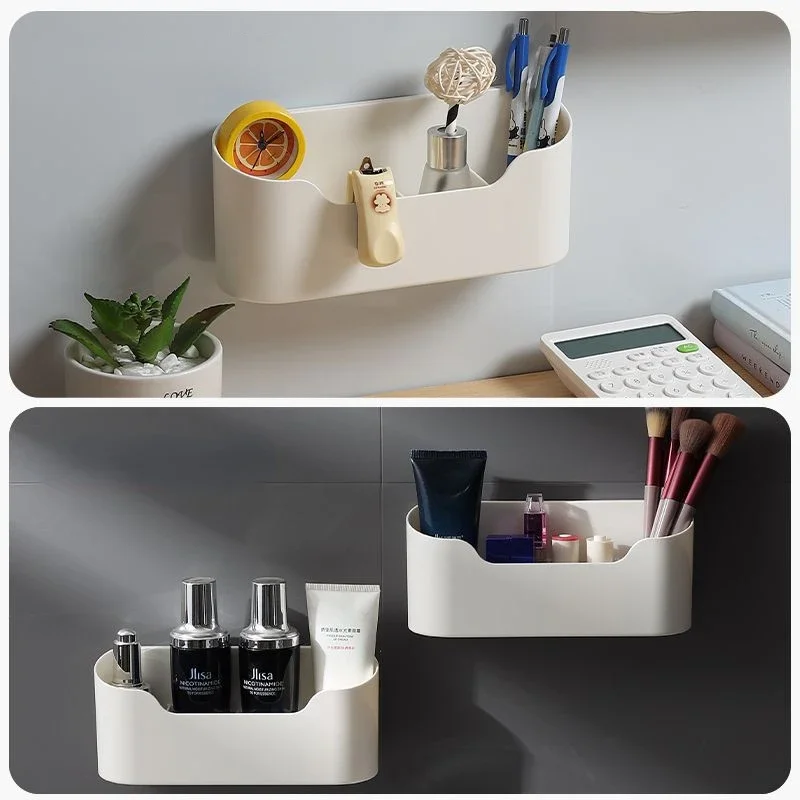 Self Adhesive Bathroom Storage Box Wall Mounted Kitchen Basket Rack for Door Fridge Organizer Letter Holder Storage Basket