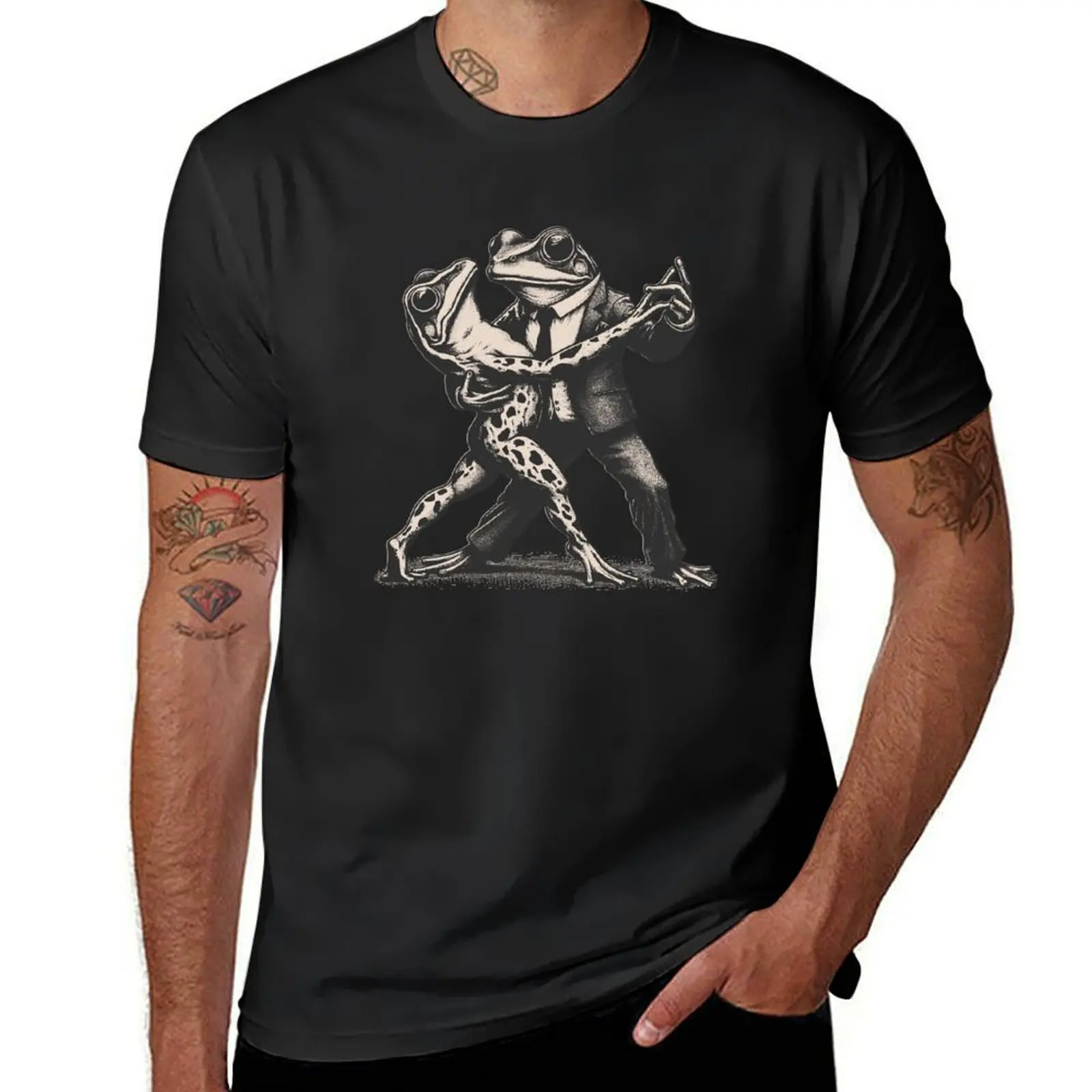

Cottagevore Frogs Dancing Tango T-Shirt quick drying heavyweights tops Men's cotton t-shirt