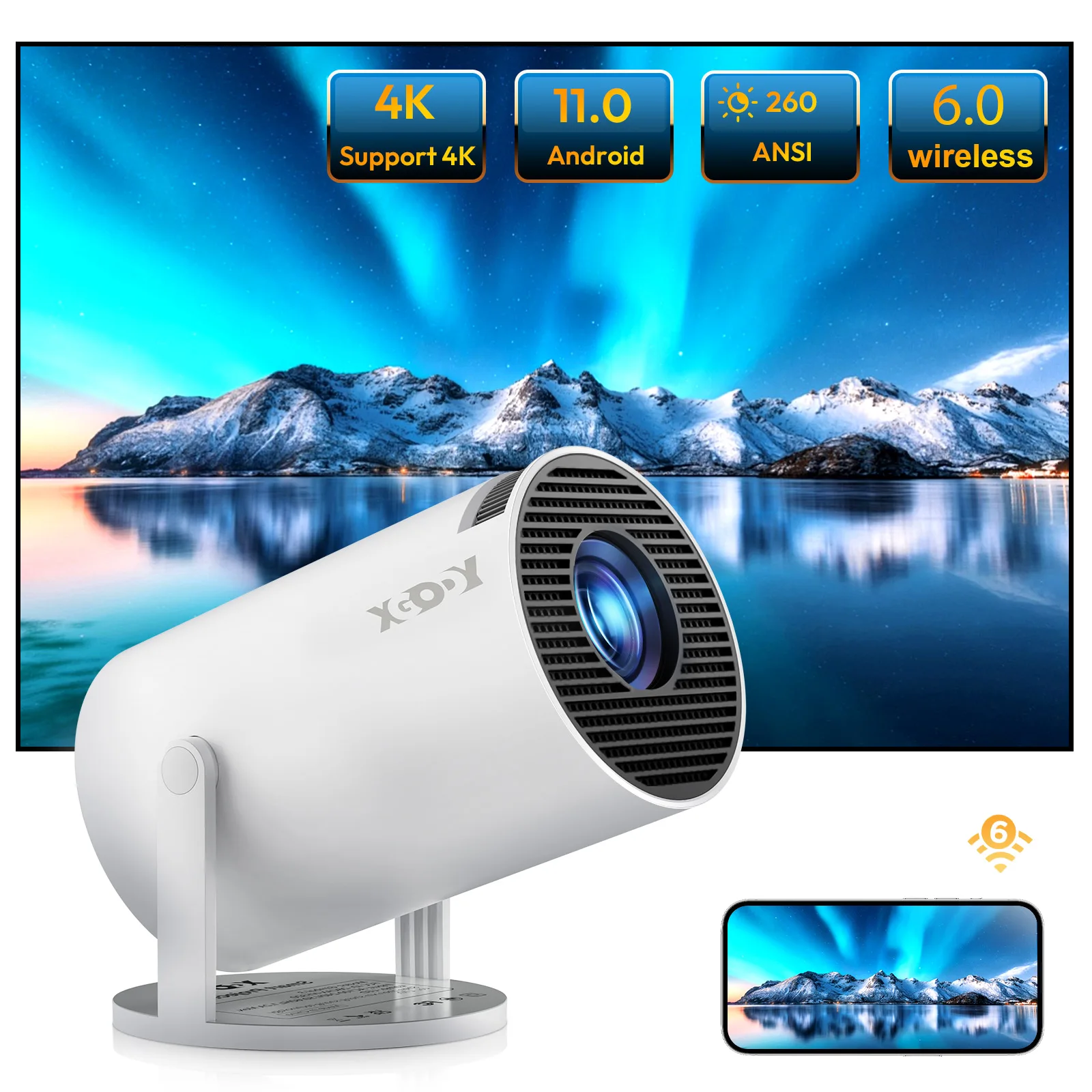 XGODY Mini 10000 Lumen Projector Portable 1080P HD 5G WiFi Bluetooth Home Theater HDMI