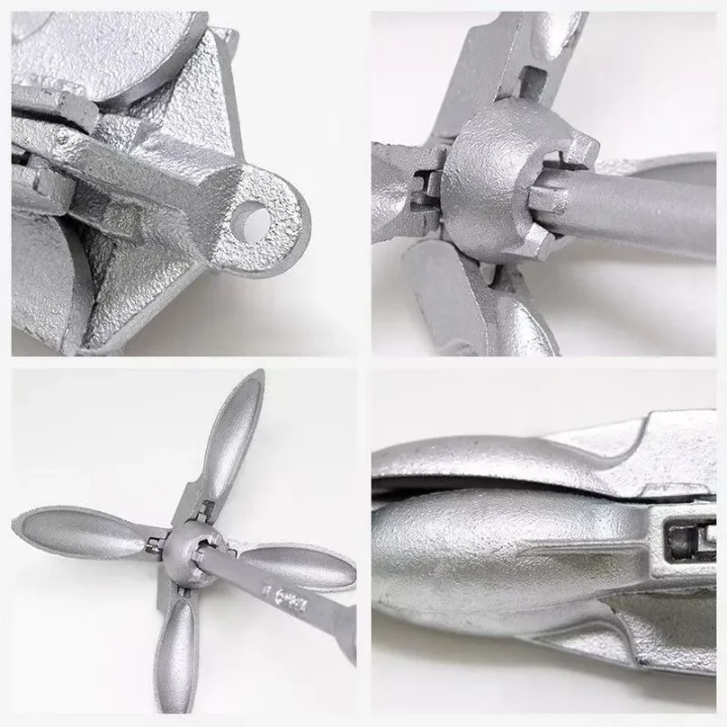 Stainless Steel Folding Grapnel Anchor for Kayak Canoe Boat Raft Portable Marine Fishing Anchor with Buoy Ball Boat Accessories