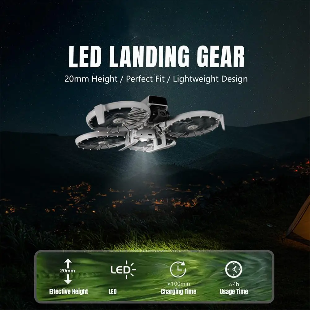 

Landing Gear with Lights Foldable Extended Leg LED Light Parts for DJI Flip Drone Accessories Heightening Bracket Kickstand F2R5
