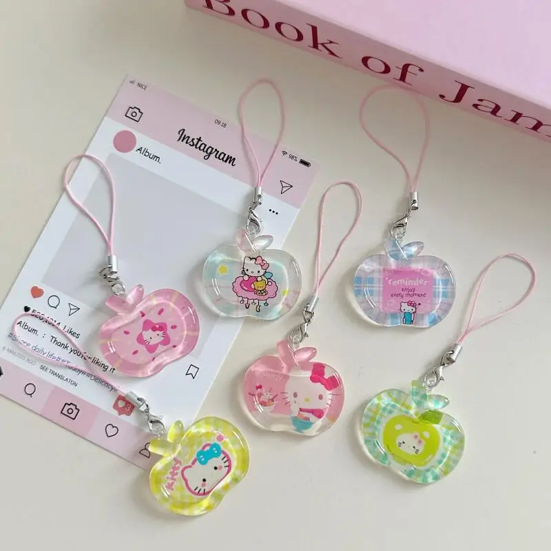 

Kawaii Sanrio Hello Kitty Apple брелок креативный мультяшный чехол для телефона рюкзак кулон аксессуары на молнии подарок друзьям на день рождения