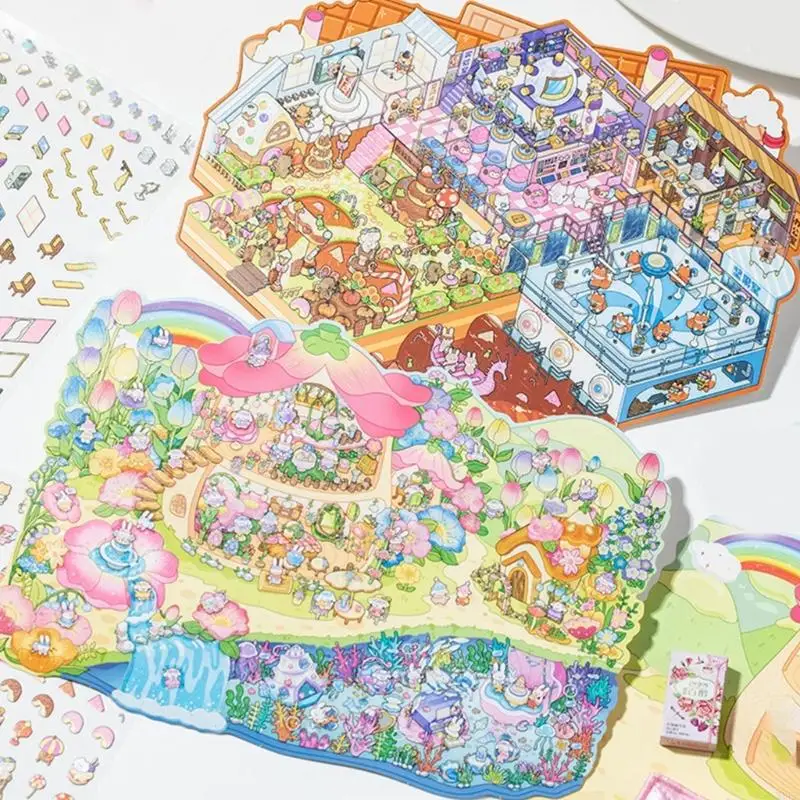 3D Miniature Scene Sticker for Scrapbooking Journal Photo Album Phone Case W8EC