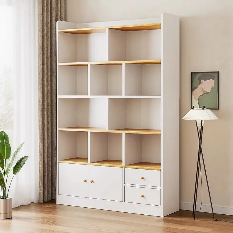 for Integrated Wooden Bookshelf Floor Shelf Multi-layer Storage Rack Living Room Wall Locker Student Home Childrens Bookcase
