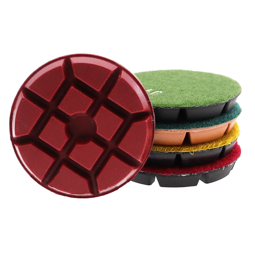 RIJILEI 4 PCS 3Inch Diamond floor Polishing Pad 80mm Resin Polishing Disc For Concrete Marble,Granite Abrasive Tools 3FP2-3