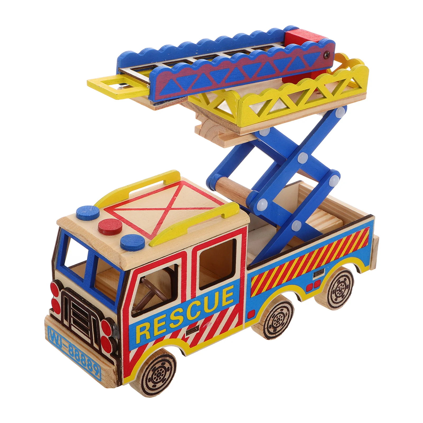 Wooden Ladder Truck Fire Cognition Toy Small Kid Toys Crane Learning Engineering Fighting Plaything Toddler