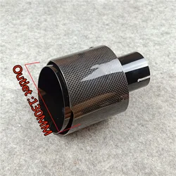 1 Piece Glossy Black Exhaust Pipe Muffler Tip Out 130MM Nozzles Tails Carbon Fiber 304 Stainless Steel Tailpipe