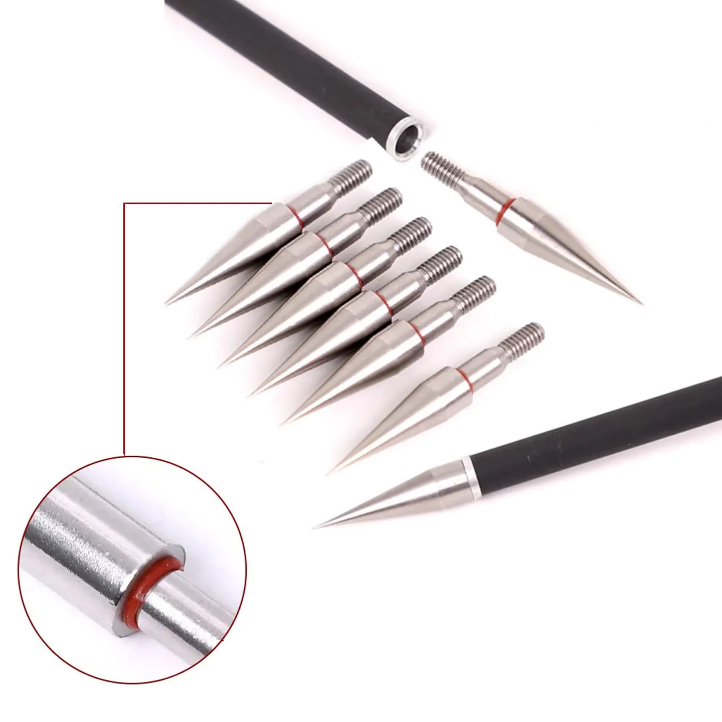 Archery Arrow Head 100Grain Stainless Steel Arrow Points Tips For ID6.2mm Arrow Shaft Broadheads Screw Thread Arrow Accessories
