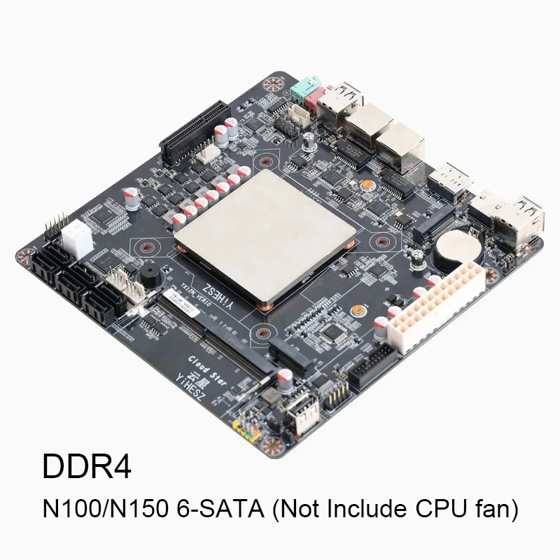 6-Bays N100/N150 NAS Motherboard DDR4 6 SATA 3.0 Intel I226 2.5G Mini ITX 17x17CM 2* M.2 With DP HDMI NAS Board