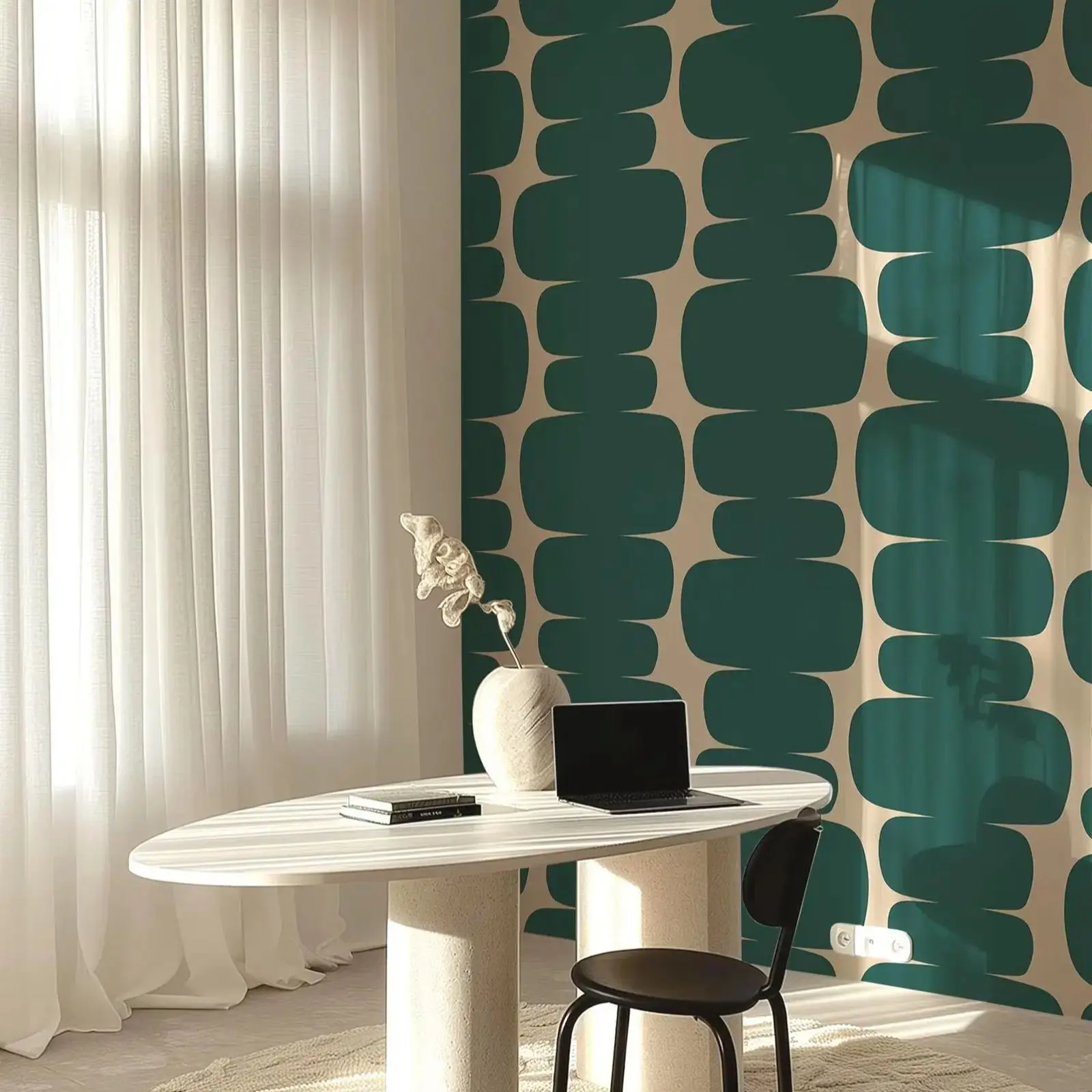 Retro Vibes Peel and Stick Wallpaper Peel and Stick, Geen Geometric Wall Mural For Home Decor, Self-adhesive Or Un-paste Paper