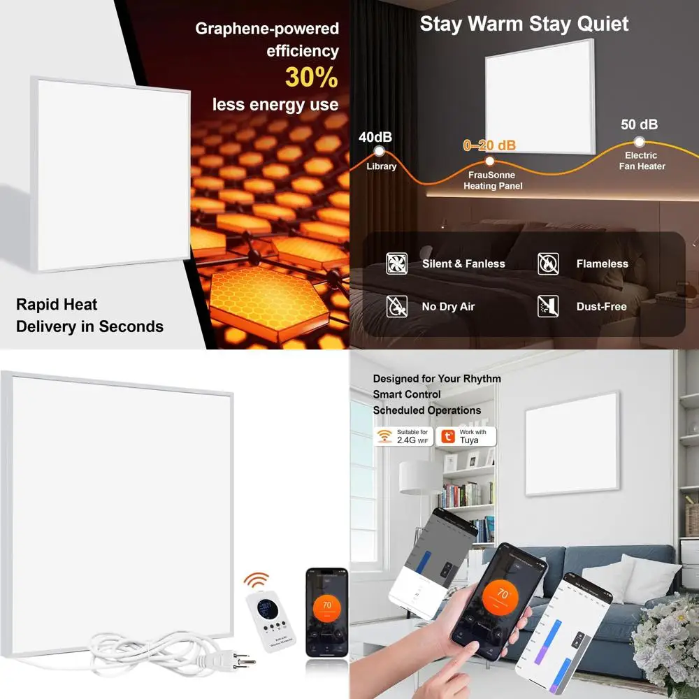 

350W Indoor Wall-Mounted Convection Heater with Thermostat, Remote, and APP Control, Silent & Energy-Efficient