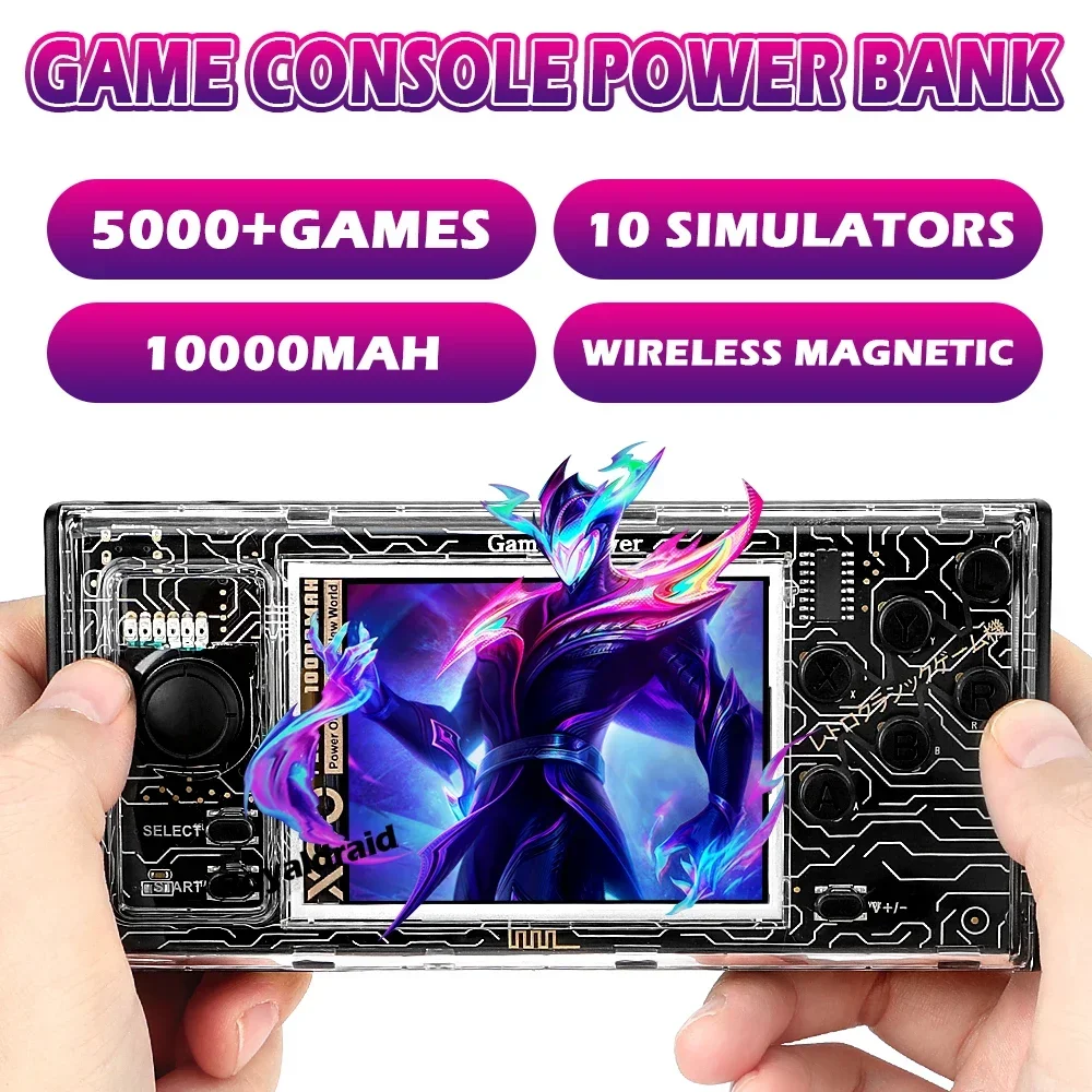 A10 وحدة تحكم بجهاز لعب محمول قوة البنك المتكاملة 10000mAh 20W شحن سريع المغناطيسي شحن لاسلكي موبايل إمدادات الطاقة 2IN1
