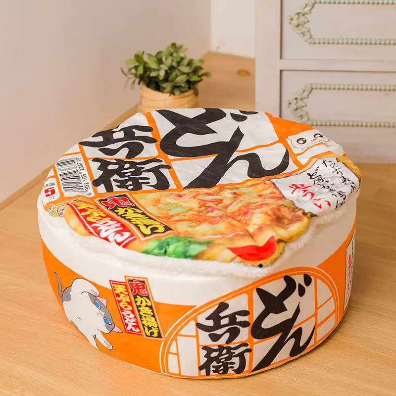 Funny Noodles Small Dog Bed House Ramen Cat Cave Indoor Plush Kennel Mat Covers Cushion Detachable Bed For Medium Dogs Washable