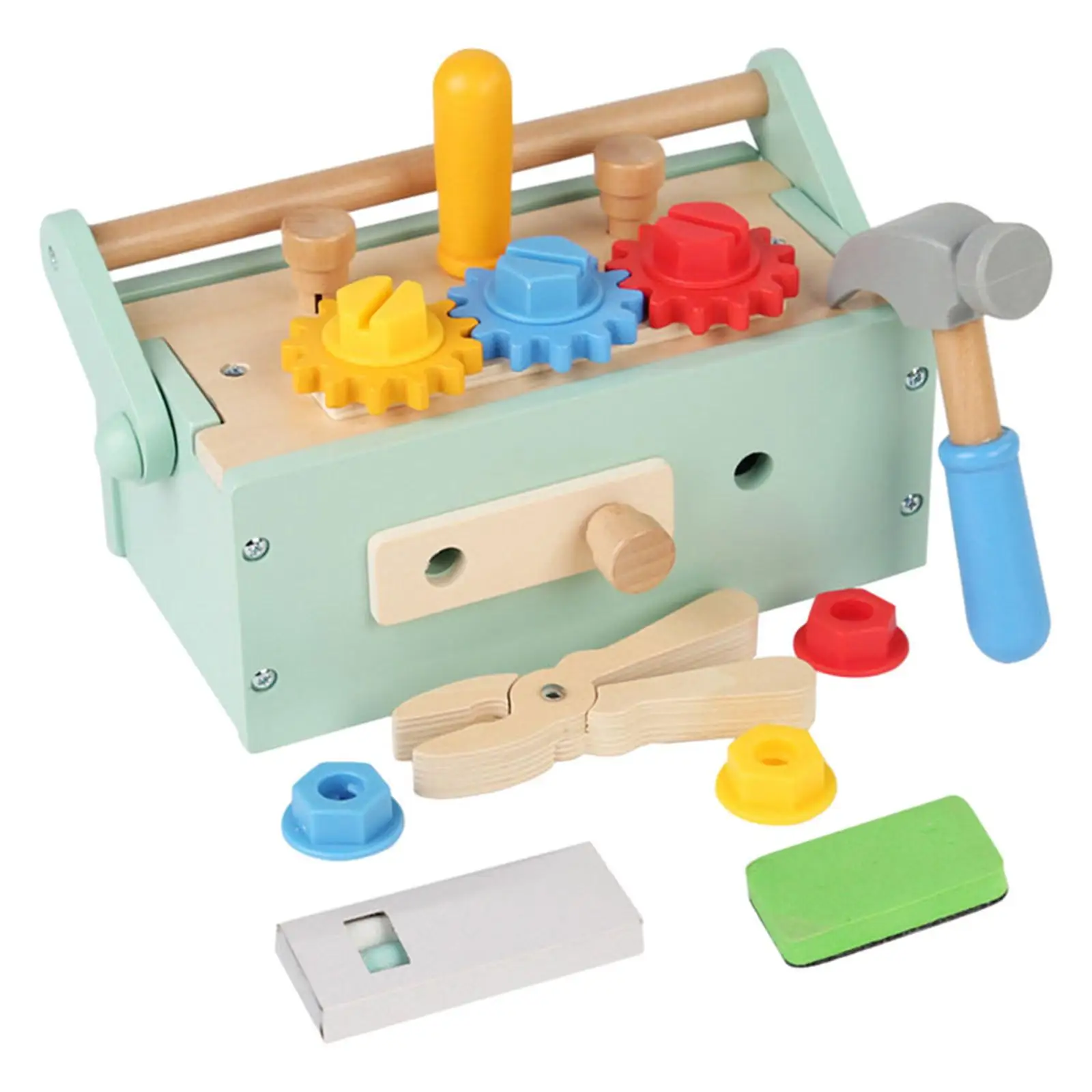 Wooden Tool Box Montessori Toys Pretend Play Fine Motor Skill Creative Wooden Kids Tool Set for Kids 3 4 5 6 Year Old Boys Girls