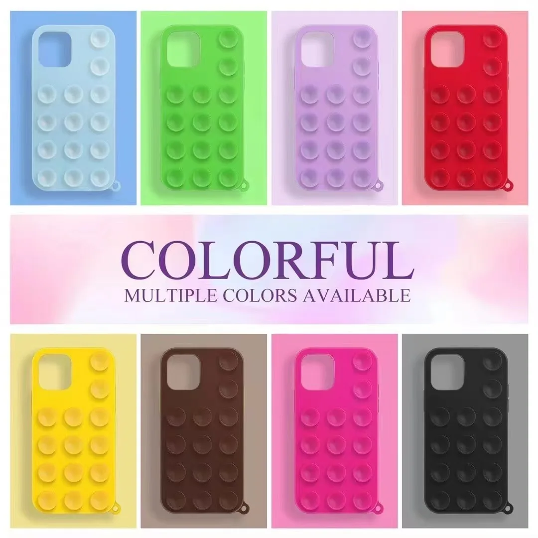 Cute Creative Suction Cup For iPhone 16 15 14 13 12 11 Pro Max  Phone Case Extra Gadget Holder Funny Soft Silicone Back Cover