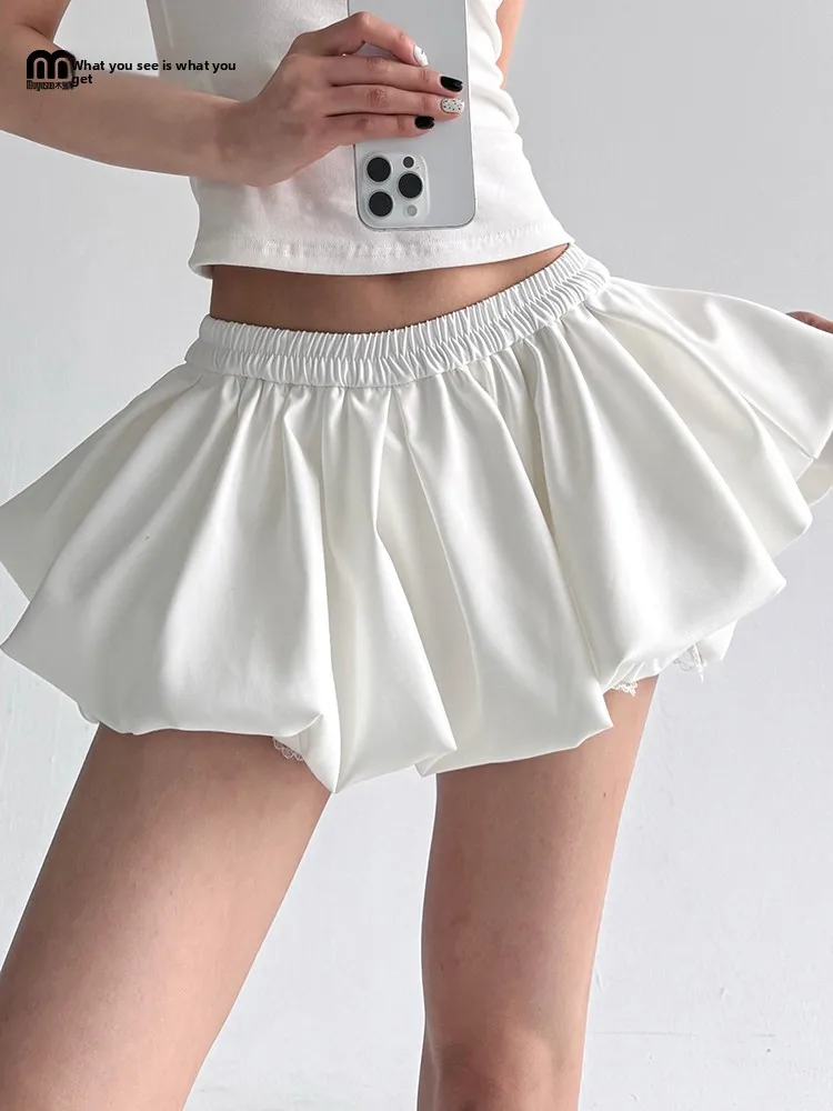 

Flared Pleated Skirt Women's Low Waist Slim Fit A-Line ort Skirt Design Sensation Casual Polyester Cotton Blend