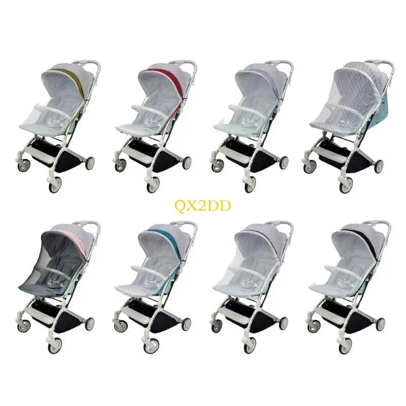 QX2D Full Coverage Baby Net Strollers Insect Net for Baby Carriers Pushchair Universal Pram Canopy Insect Netting Cover