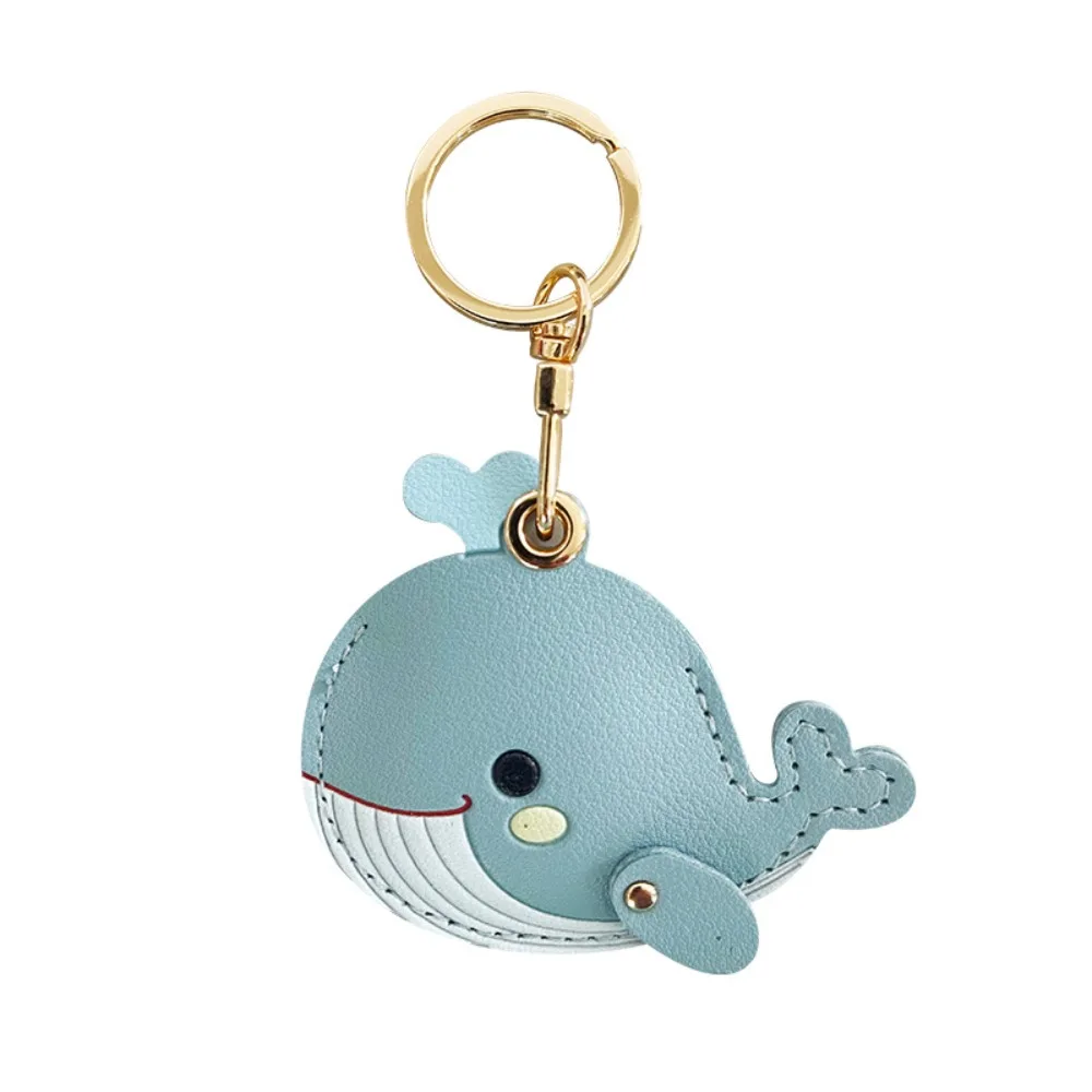 Durable Whale Shaped Leather Keychain Antirust PU for Airtag Protective Cover Anti-Drop GPS Case Cover For Keys Bag Wallet