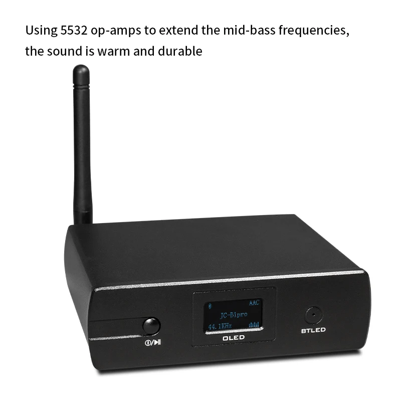 Bluetooth 5.1 DAC Receiver, QCC5125 ESS9038 HiFi Decoder LDAC aptX-HD DSD USB with OLED Display RCA 3.5mm Out view 4