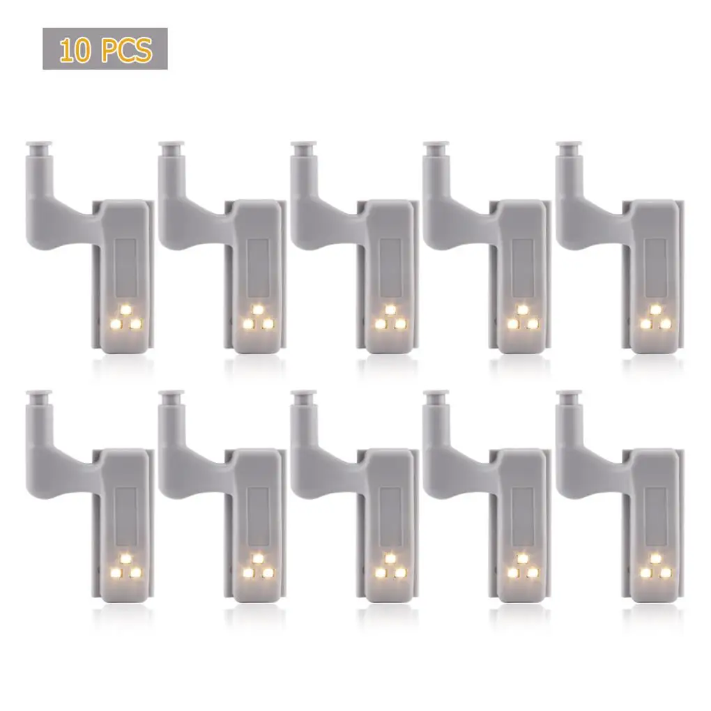 10pcs LED Hinge Night Light Lamp Bedroom Kitchen Living Room Cabinet Cupboard Closet Wardrobe Decoration Lighting For Home