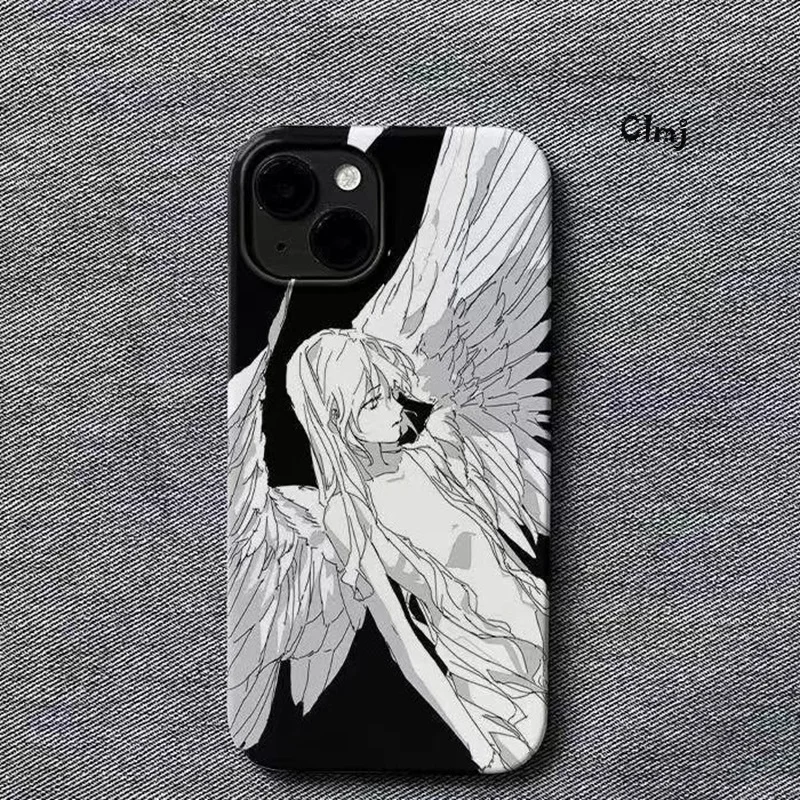 Clmj Beautiful Angel Phone Case For iPhone 13 12 Mini 11 14 Pro Max 15 Plus Se 2020 XR X XS 7 8 Silicone Phone Cover iPhone Case