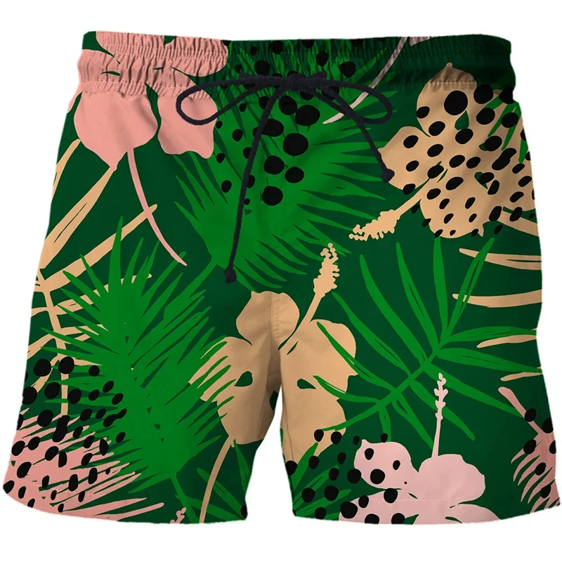 Fashion Leopard Print Graphic Hawaiian Shorts Men's Outdoor Leisure Sportswear Quick-drying Beach Short Pants Male Gym Trunks