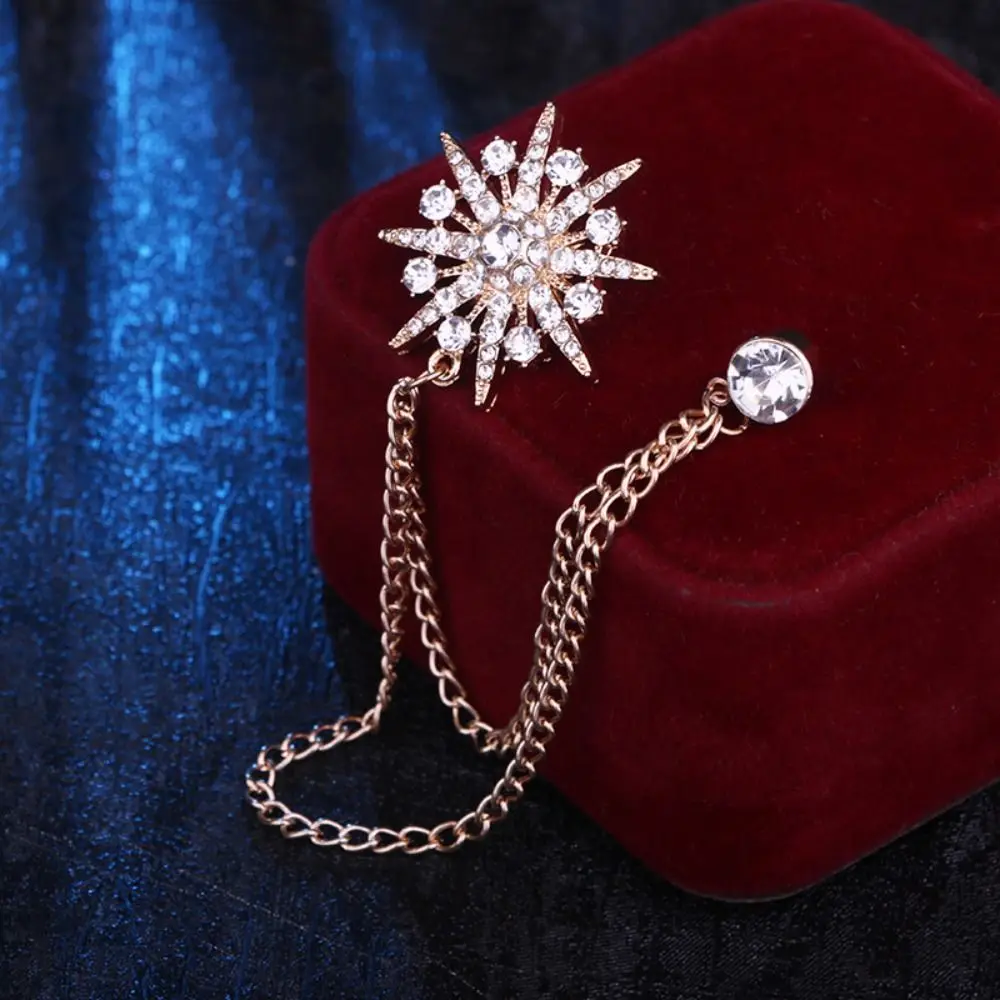 Rhinestone Star Tassel Brooch Alloy Korean Style Men Brooch Tassel Chain Clothing Accessory Suit Collar Pin Ceremony Banquet