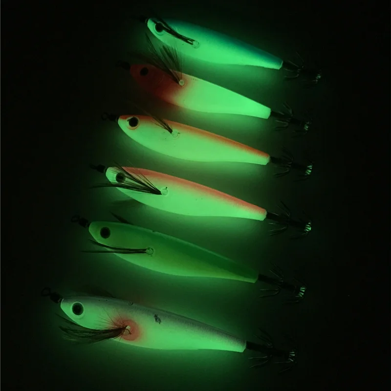 9g/10cm Squid Luminous Wood Shrimp Squid Hook Octopus Bait Egi bait