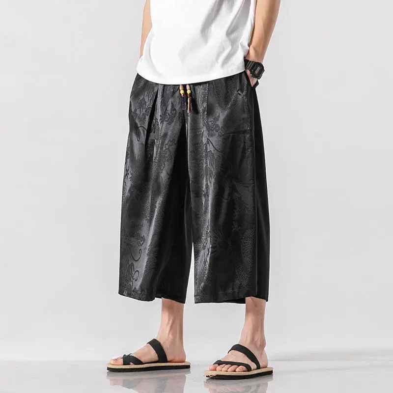 Summer Y2K Fashion All Match Chinese Style Men's Pants Vintage KPOP Style Casual New Trousers Straight Casual Loose Male Clothes